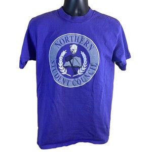 Vintage Single Stitch Made In USA Northern Student Council Purple Tshirt Size L